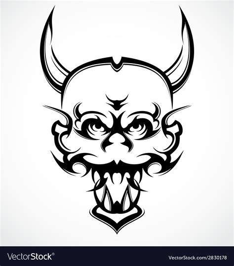 Demon face tattoo design Royalty Free Vector Image