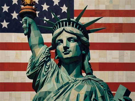 Usa American Flag Statue Of Liberty Independence Day Premium AI