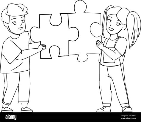 Boy And Girl Kids Playing Puzzle Together Vector Stock Vector Image & Art - Alamy