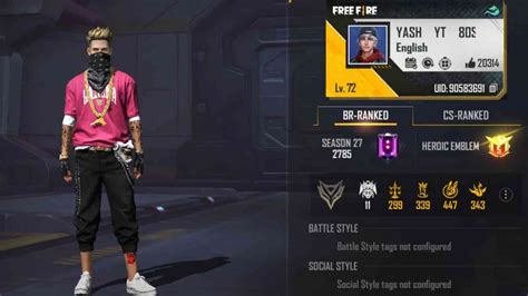 Boss Official Free Fire Max Id Stats K D Ratio Youtube Channel