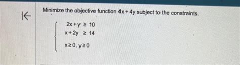 Solved Minimize The Objective Function 4x 4y Subject To The