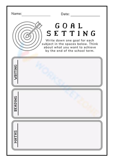 Simple Black And White Goal Setting Worksheet Template Worksheet