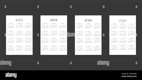 2022 2023 2024 2025 plantilla de calendario en estilo clásico estricto