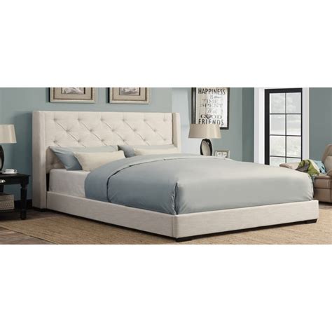 Shop Cream Wingback Button Tufted King Size Upholstered Bed On Sale