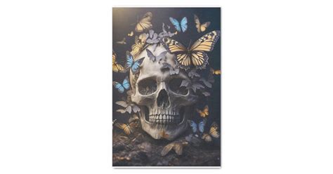 Winged Souls Butterflies And Gothic Skull Tissue Paper Zazzle