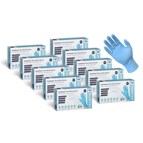 Handicare Blue Nitrile Powder Free Gloves - Carton Of 10