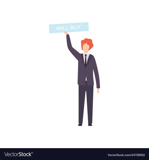 Businessman Bidding In Public Auction House Male Vector Image