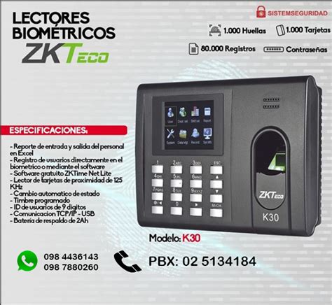 SistemSeguridad Cia Ltda Lector Biométrico K30 de Huella y Tarjetas