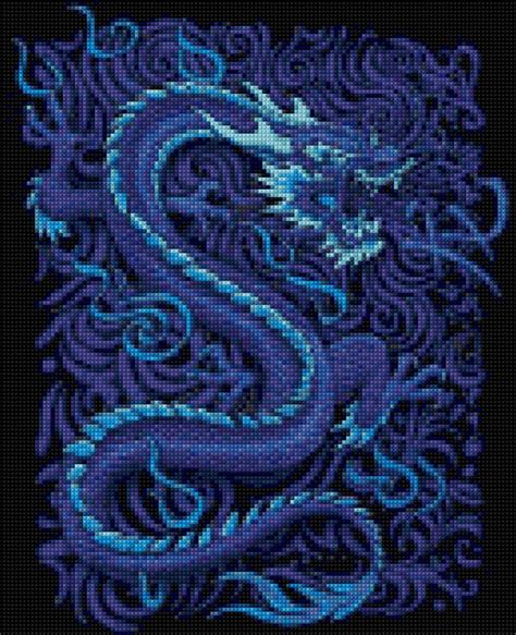 Blue Dragon Cross Stitch Pattern Pdf Easy Chart With One