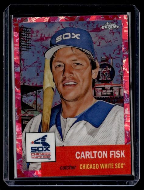 Topps Chrome Platinum Carlton Fisk Fuschia Toile