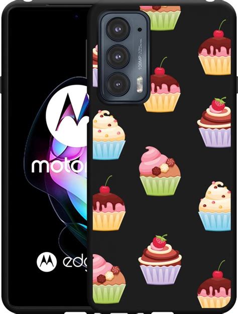 Motorola Edge Hoesje Zwart Cupcakes Designed By Cazy Bol