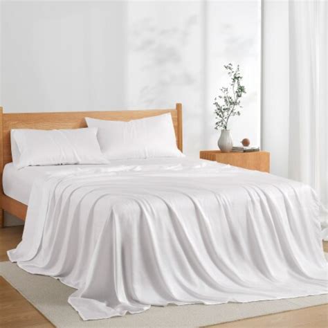 Silky Soft Tencel Lyocell Cooling Sheet Set Designed For Hot Sleepers And Night Sweats Whi