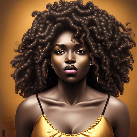 Melanin Dark Skinned Woman Big Curls Hyperrealistic · Creative Fabrica