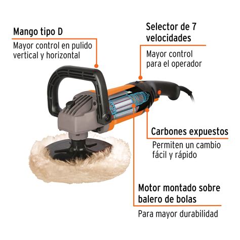 Pulidora 7 1200 W Velocidad Variable Profesional Truper Pulidoras 16626