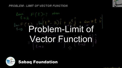 Problem Limit Of Vector Function Math Lecture Sabaqpk Youtube