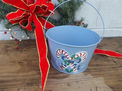 Hand Painted Metal Bucket/metal Bucket With Handle/holiday Bucket/blue ...