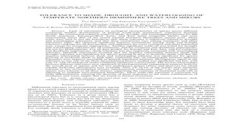 Pdf Tolerance To Shade Drought And  · Temperate Northern Hemisphere Trees And Shrubs U