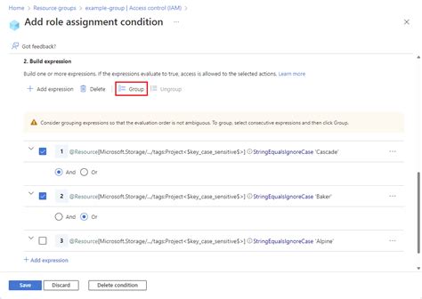 Azure Portal을 사용하여 Azure 역할 할당 조건 추가 또는 편집 Azure Abac Microsoft Learn