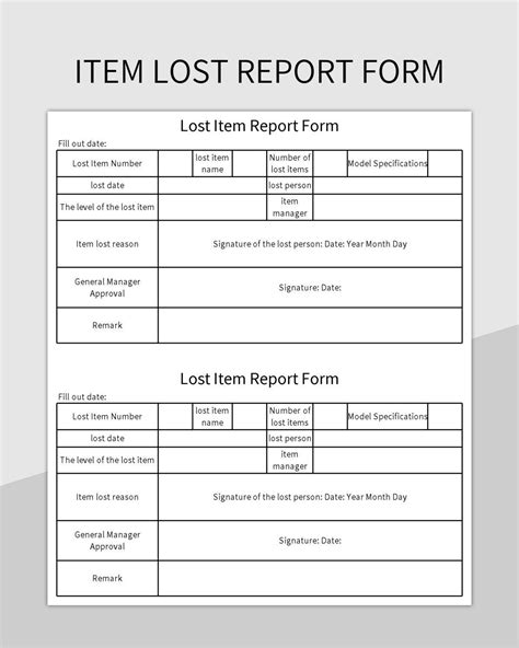 Item Lost Report Form - Free Excel Template and Google Sheets File