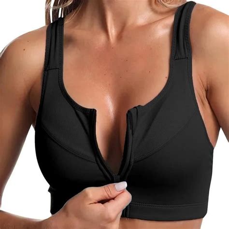 Soutien Gorge De Sport Femme Maintien Fort Avant Zippée Push Up Sans