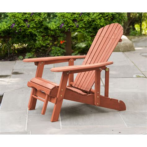 Leisure Season Ltd Reclining Adirondack Chair With Pull Out Ottoman