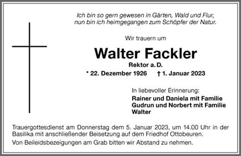 Traueranzeigen von Walter Fackler Allgäuer Zeitung