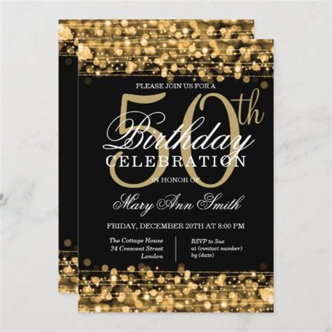 Elegant Gold Black 50th Birthday Party Sparkles Zazzle Artofit