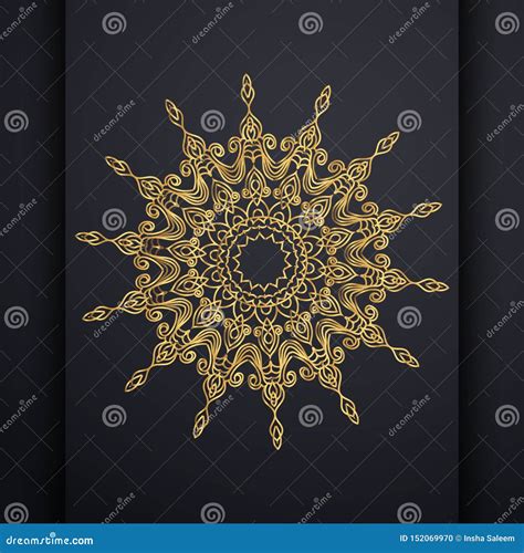 Fundo Decorativo Luxuoso Do Projeto Da Mandala Do Vetor Na Cor Do Ouro