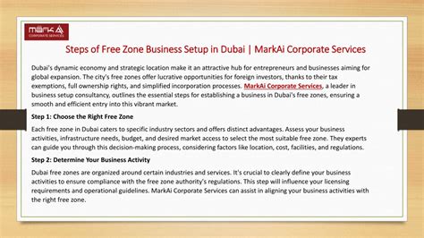 PPT Steps Of Free Zone Business Setup In Dubai MarkAi Corporate