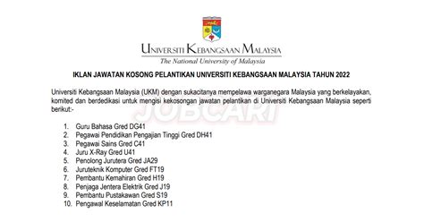 Jawatan Kosong Di Universiti Kebangsaan Malaysia Ukm Jobcaricom