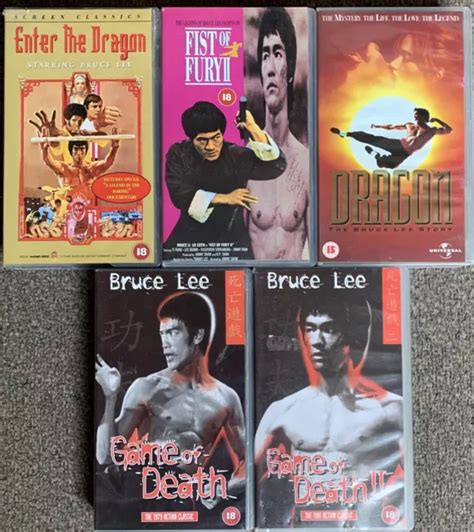 BRUCE LEE Martial Arts Vhs Video Bundle 5 X Tapes 9 95