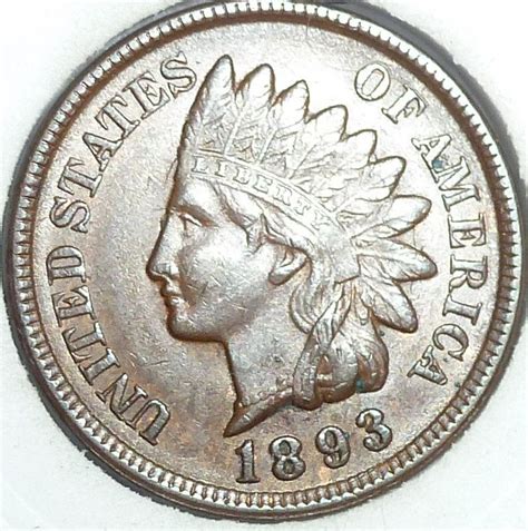 1893 Indian Cent Grades BROWN UNCIRCULATED 3 DIAMONDS 125 L For