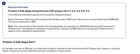 Solved Required Information Problem 3 23A Algo Chegg