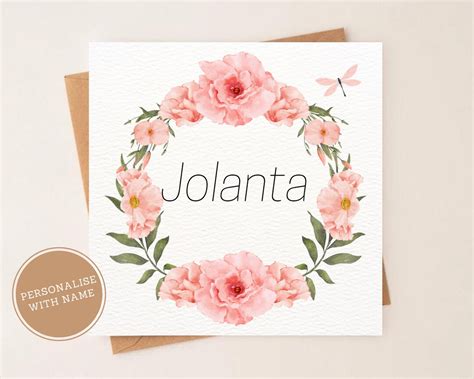 Personalised Name Card Greeting Card In Latvian Name Day Pink Floral