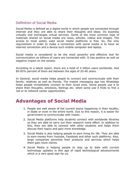 Definition Of Social Media Definition Of Social Media Social Media Is