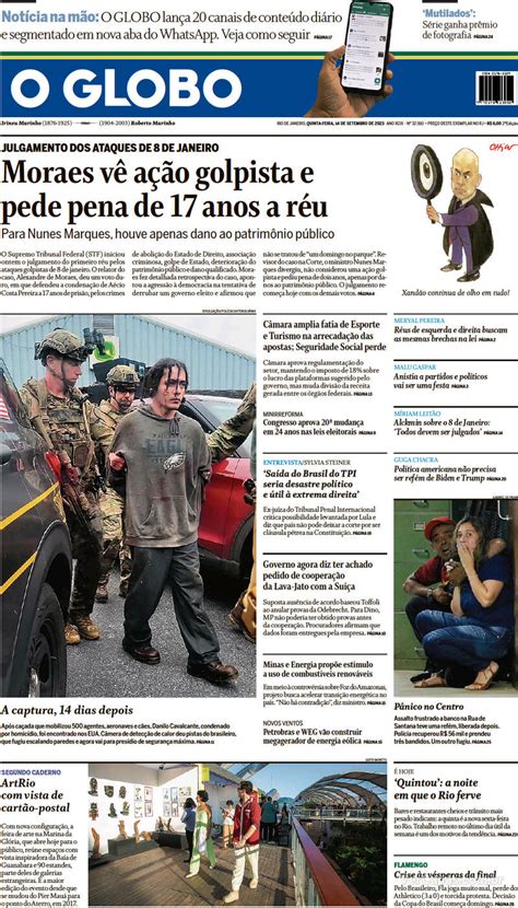 Capa O Globo Terça 30 de Agosto de 2022