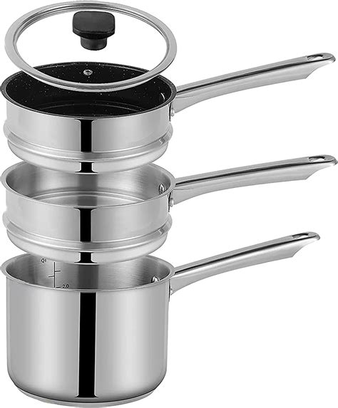 Fracoda Stainless Steel Double Boiler With Lid Steam Pots