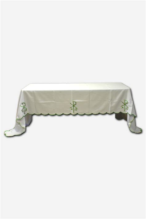 Altar Cloth White And Green Alpha And Omega Px 58 X 140 Inches M1