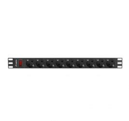 LISTWA ZASILAJĄCA RACK PDU 19 LANBERG 1U 16A 9X SCHUKO 3M CZARNA