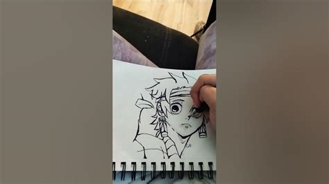 Touching Up The Outline Of My Drawing Of Tanjiro Kamado Sry If Bad Drawing Art Youtube