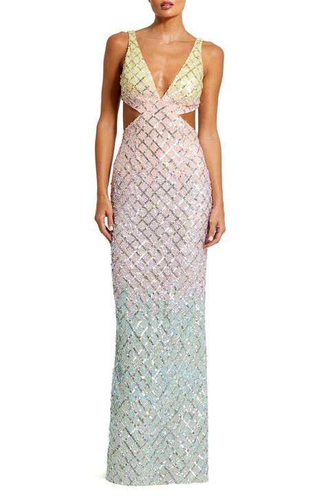 Mac Duggal Sequin Ombré Gown Rainbow Editorialist