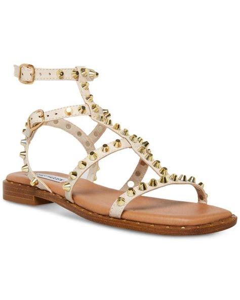 Steve Madden Sunnie Studded Flat Gladiator Sandals In Metallic Lyst