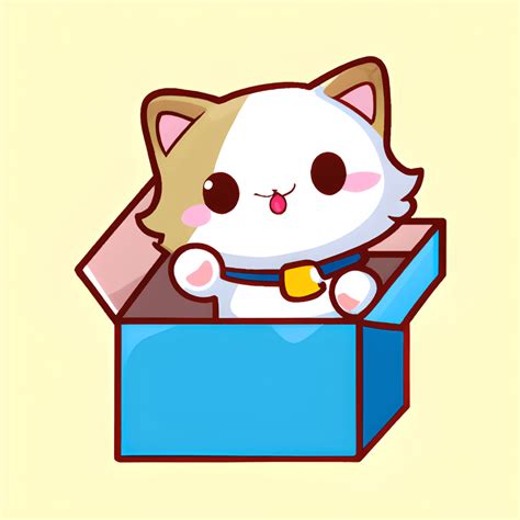 Chibi Cat Sur Boîte · Creative Fabrica