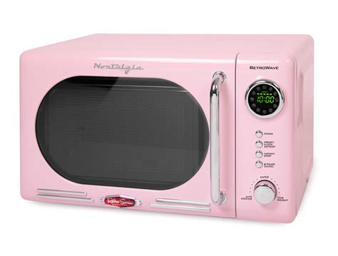 Nostalgia Nrmo7pk6a Retro 07 Cu Ft 700 Watt Countertop Microwave Oven Pink