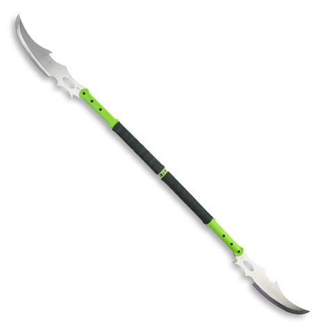 Detachable Double Blade Slasher - Green Fantasy Naginata - Double Sword ...