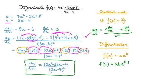 Question Video Differentiating Rational Functions Using The Quotient