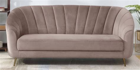 Buy Kaylee Velvet 3 Seater Sofa In Sandy Brown Colour At 27 Off By