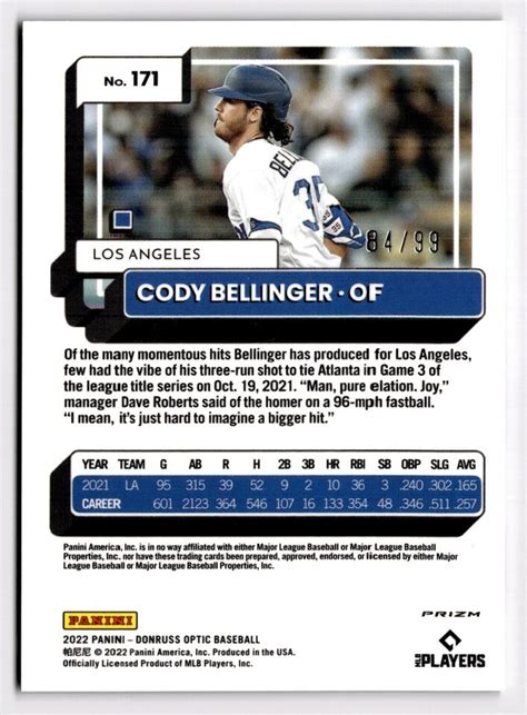 Panini Donruss Optic Green Dragon Skin Cody Bellinger Los