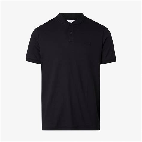 Calvin Klein Smooth Cotton Stand Collar Erkek Siyah Kısa Kollu Polo