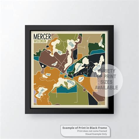 Mercer Wisconsin Art Map Print by James Steeno iron County - Etsy